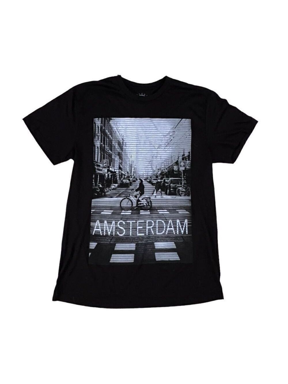 Amsterdam Black Short Sleeve Tee Shirt Size Medium